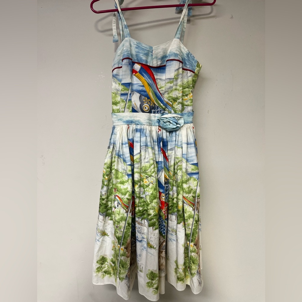Bernie Dexter 100% Cotton Small Koi Print Vintage Style Dress